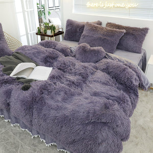 Luxuriöses, zotteliges, warmes Fleece-Bettwäsche-Set