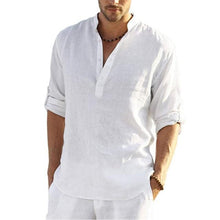 Laden Sie das Bild in den Galerie-Viewer, Men&#39;s Casual Cotton Linen Long Sleeve Shirt - www.novixan.com
