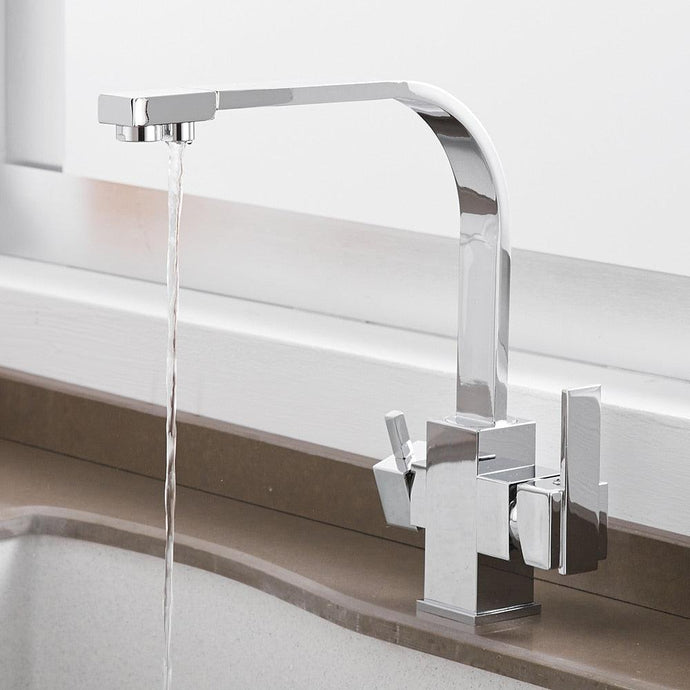Deck Mounted Mixer Tap 360 Degree Rotation Kitchen Faucets with Water Purification Tap - www.novixan.com