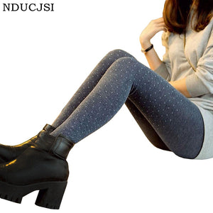 Women's Elastic Dot Design Knitted Leggings