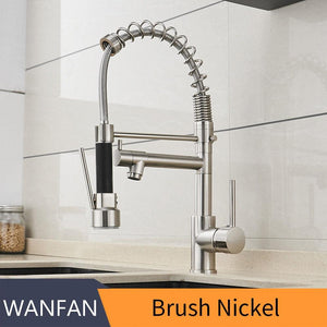 Brushed Nickel Kitchen Mixer Tap Faucet Pull Out Torneira Swivel Water Outlet - www.novixan.com