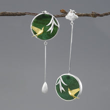 Laden Sie das Bild in den Galerie-Viewer, Swallow and Willow in Spring Wind Drop Silver Earrings - www.novixan.com
