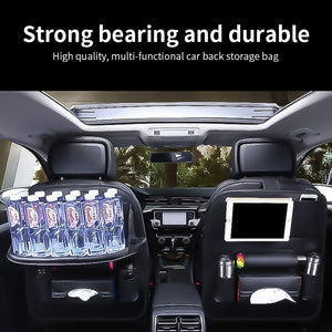 Car Back Seat Organizer With Foldable Table Net In Trunk