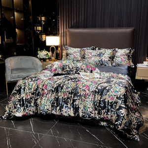 Luxury Soft 4Pcs Rayon Satin Comforter Cover Bedding Set - www.novixan.com