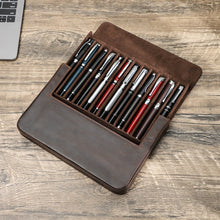 Laden Sie das Bild in den Galerie-Viewer, Leather 12 Slots Stationery Pen Case with Removable Pen Tray
