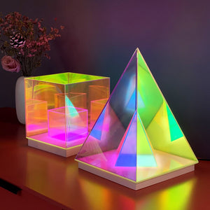Acrylic LED Pyramid Night Light with Remote Control