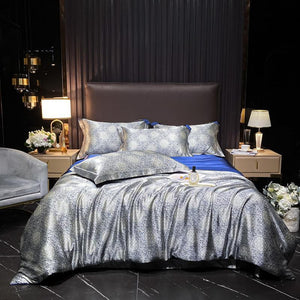 Luxury Soft 4Pcs Rayon Satin Breathable Duvet Cover Bedding Set - www.novixan.com