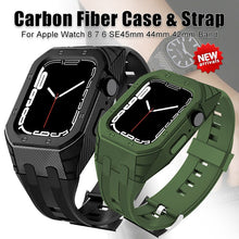Load image into Gallery viewer, Silicone Strap and Carbon Fiber Case Mod Kit For Apple Watch
