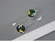 Cargue la imagen en el visor de la galería, Swallow and Willow in Spring Wind Drop Silver Earrings - www.novixan.com
