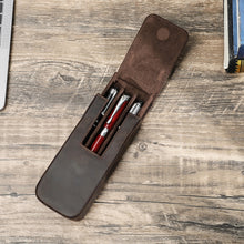 Laden Sie das Bild in den Galerie-Viewer, Genuine Leather 3 Slots Pen Case With Removable Pen Tray
