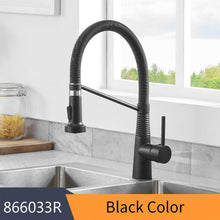 Load image into Gallery viewer, Kitchen Sink Brush Brass Faucets Single Lever with Pull Out Spring Spout Mixers Tap - www.novixan.com
