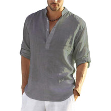 Laden Sie das Bild in den Galerie-Viewer, Men&#39;s Casual Cotton Linen Long Sleeve Shirt - www.novixan.com
