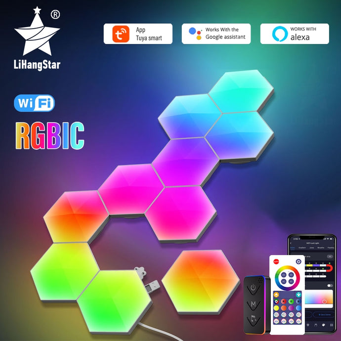 Smart RGBIC Light Board Hexagonal Lamp with Voice Control