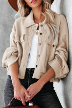 Load image into Gallery viewer, Waffle Knit Buttons Cropped Jacket with Pockets
