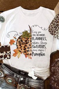 Fall Pumpkin Letter Graphic Print Short Sleeve T Shirt