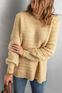 Solid Color Stand Collar Textured Sweater - www.novixan.com
