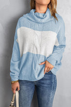 Cargue la imagen en el visor de la galería, Colorblock Turtleneck Loose Knitted Sweater - www.novixan.com
