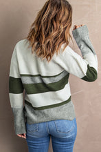 Load image into Gallery viewer, V Neck Button Closure Colorblock Knit Sweater - www.novixan.com
