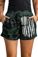 Load image into Gallery viewer, Army Green Camo Print Raw Hem Casual Shorts

