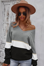 Load image into Gallery viewer, Colorblock V Neck Sweater - www.novixan.com
