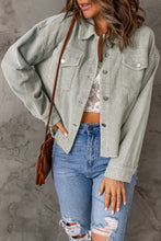 Load image into Gallery viewer, Raw Hem Flap Pockets Cropped Corduroy Jacket
