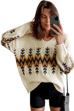 Load image into Gallery viewer, Slouchy Fit Christmas Tree Print V Neck Knit Sweater - www.novixan.com
