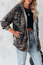 Load image into Gallery viewer, Camo Print Button up Hooded Jacket

