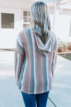 Load image into Gallery viewer, Multicolor Striped Drop Shoulder Textured Knit Hoodie
