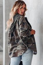 Load image into Gallery viewer, Camo Print Button up Hooded Jacket
