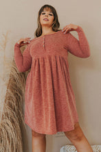 Load image into Gallery viewer, Plus Size Mineral Washed Ribbed Henley Dress
