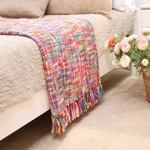 Rainbow Soft Knit Travel Bed Sofa Blanket - www.novixan.com