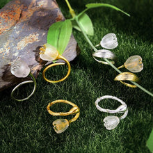 Cargue la imagen en el visor de la galería, Natural Crystal Handmade Lily of the Valley Flower Rings - www.novixan.com

