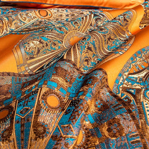 Chic Faux Silk Jacquard Embroidery Golden Bedding set - www.novixan.com