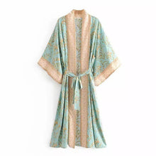 Cargue la imagen en el visor de la galería, Floral Beach Cotton Kimono Swimwear With Sashes Bohemian Cover-Up - www.novixan.com
