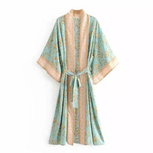 Load image into Gallery viewer, Floral Beach Cotton Kimono Swimwear With Sashes Bohemian Cover-Up - www.novixan.com

