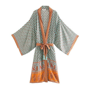 Oversized Beach Kimono With Sashes Bohemian Cover-Up - www.novixan.com