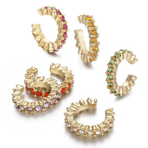 Rhinestone Huggie Earrings Set - www.novixan.com