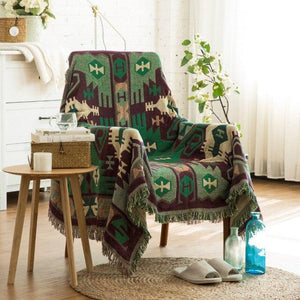 Colorful Bohemian Throw Tassels Blankets Soft Chair Cover for Bed Couch Decorative - www.novixan.com