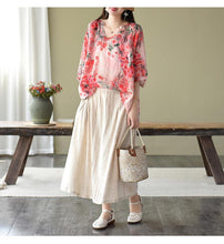 Cargue la imagen en el visor de la galería, Women&#39;s short Sleeve Loose Vintage Floral Blouse Plus Size - www.novixan.com

