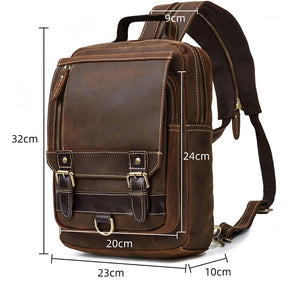 Single Shoulder Leather Backpack - www.novixan.com
