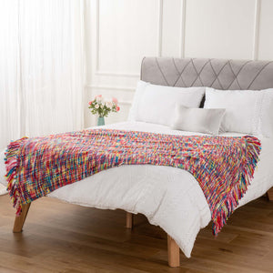 Rainbow Soft Knit Travel Bed Sofa Blanket - www.novixan.com