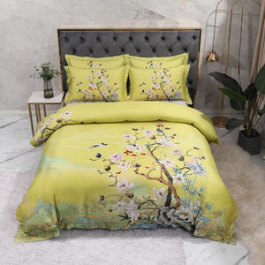 Birds and Flowers Leaf Duvet Cover Bed Set - www.novixan.com