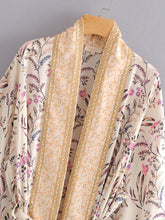 Cargue la imagen en el visor de la galería, Floral Beach Cotton Kimono Swimwear With Sashes Bohemian Cover-Up - www.novixan.com
