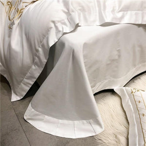 Egyptian Cotton Gold Embroidery Queen Super King Size Bedding Set - www.novixan.com