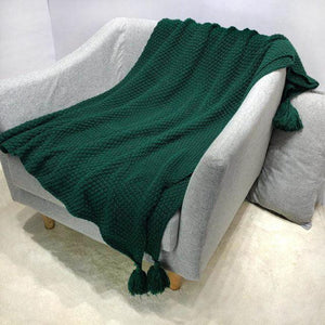 Plaid Knitted Solid Color Throw Blanket - www.novixan.com