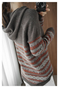 Women's Pure Wool Hooded Sweater - www.novixan.com