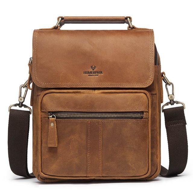 HUMERPAUL Men's Vintage Leather Shoulder Crossbody Bag - www.novixan.com