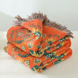 Cotton Flower Print Breathable Chic Large Throw Blanket - www.novixan.com