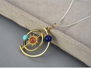 Handmade Fine Jewelry 18K Gold Solar System Pendant Without Chain - www.novixan.com