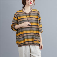 Load image into Gallery viewer, Women&#39;s Cotton Linen Long Sleeve V-neck T-shirts - www.novixan.com
